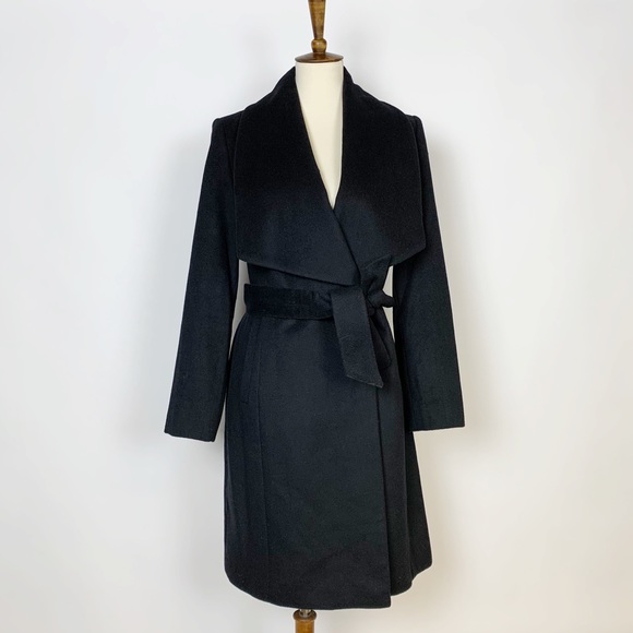 COLE HAAN Signature Black Wool Wrap Coat 10 NWT - Picture 7 of 8